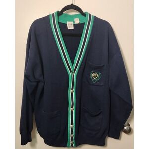 Vintage Gap 90s Men's Varsity Cardigan Sweater V-Neck‎ Crested Silver Buttons L